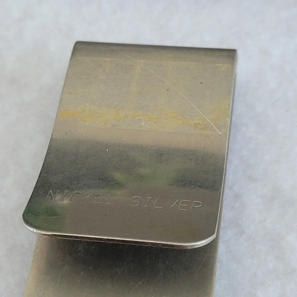 Nickel Silver Thunderbird Money Clip Turquoise Coral Chip Inlay Southwestern